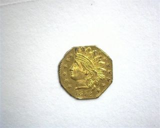 1872 California Gold 25 Cents - Octagon - Gem Uncirculated Cameo Rare This
