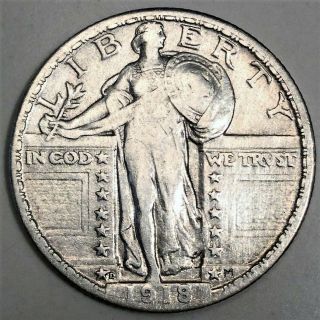 1918 - D Standing Liberty Quarter Coin Rare Date