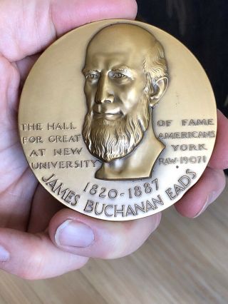 Rare James Buchanan Eads - Nyu Hall Of Fame - Maco - 3” Bronze Medal