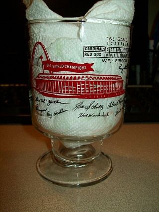 Very Rare 1967 St Louis Cardinals World Series Champions Pedestal Glass
