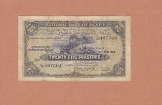 National Bank Of Egypt 25 Piastres 1940 P - 10 Af Cook Rare Date