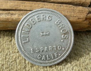 Ca 1900s Esparto California (nr Winters Yolo Co) Rare " M.  A.  Lindberg " 5c Token