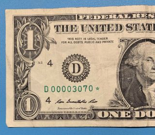 2013 D Series $1 One Dollar Bill Fancy Low Serial Trinary 6 Kind Star Rare Note 2