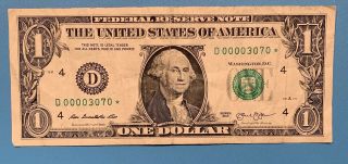 2013 D Series $1 One Dollar Bill Fancy Low Serial Trinary 6 Kind Star Rare Note 3
