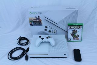 White Xbox One S 500gb Console With Media Remote And Rare Replay Model 1681