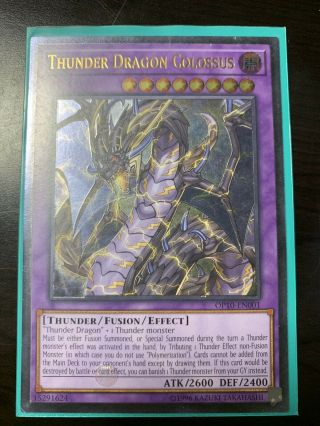 Yugioh Thunder Dragon Colossus Op10 - En001 Ultimate Rare Near