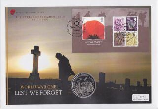 Gb Stamps First Day Cover 2007 Lest We Forget & Rare Uncirculated Medal