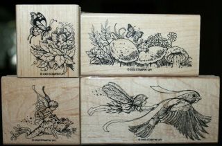 Stampin Up Fairyland (set Of 4) Wood Rubber Stamps Retired 2003 Htf Rare