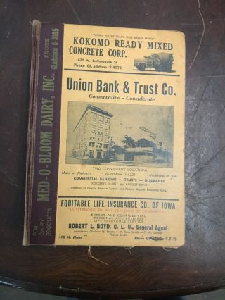 Vintage 1959 Indiana Polk’s Kokomo City Directory Very Cool Rare Book