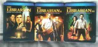 The Librarian Trilogy I,  Ii,  & Iii Blu - Ray Steelbook Dutch Import Extremely Rare