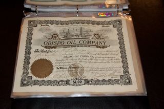 Obispo Oil Company Ca Stock Certificate Rare 1902