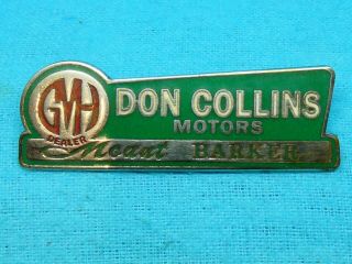 Rare C1940 Gmh Dealer Don Collins Motors Mount Barker Green Enamel Hat Badge