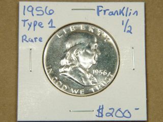 1956 Type 1 Franklin Half Dollar Silver Proof Coin Rare