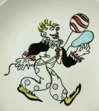 Rare Signed Southern Potteries Blue Ridge Child ' s Plate,  Clown,  Circus 8 