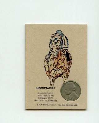 Secretariat 1973 Nickel Insert Thick Trade Card Rare
