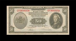 2.  3.  1943 Netherlands Indie 50 Gulden Rare ( (aunc))