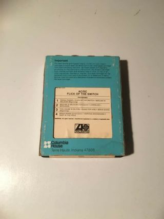Rare 1983 Ac/Dc 8 track cassette (Flick of a SWITCH) 2