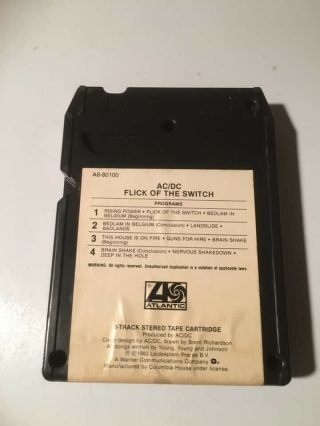 Rare 1983 Ac/Dc 8 track cassette (Flick of a SWITCH) 4