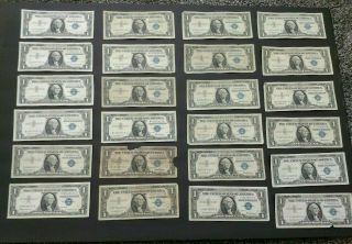 (27) 1957 A,  B One Dollar Bill Notes $1 Us Paper Money Currency Rare