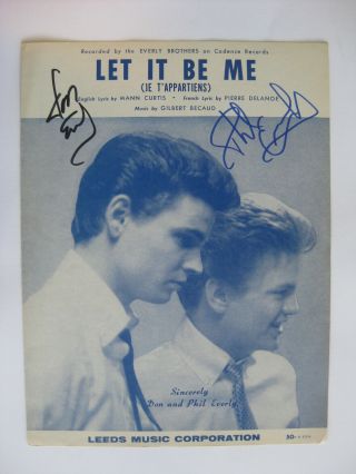 The Everly Brothers - Rare Autographed Sheet Music - Vintage Hand Signed By Both