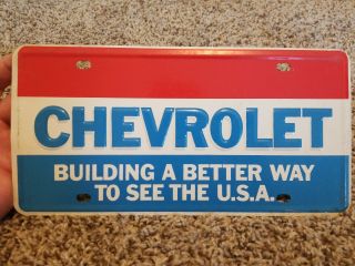 Chevy License Plate Building A Better Way To See The Usa 1 Rare Tag 60s Or 70s