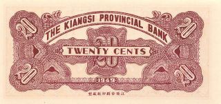 China 20 Cents 1949 S 1089d Rare Uncirculated Banknote Chc