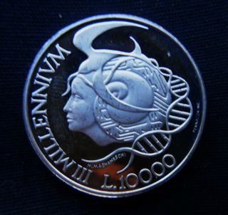1999 San Marino Italy Rare Silver Proof Coin 10000 Lire Unc Iii Millennium