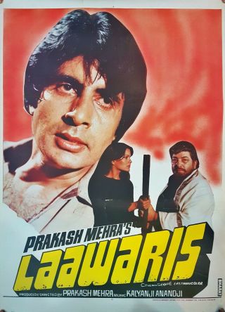 Rare Bollywood Poster,  Amitabh Bachchan,  Laawaris,  1981,  India