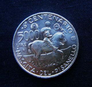 1995 Italy Rare Silver Coin 5000 Lire Unc 600th Birth Pisanello