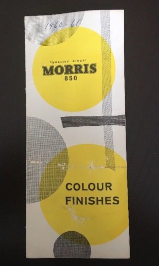 Very Rare Bmc Morris Mini Minor (850) Mk1 Colour Finishes Chart