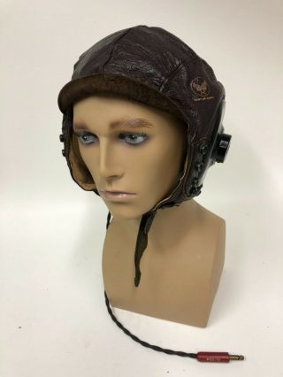 Leather Army Air Forces Pilot A - 11 Flight Helmet Rare Extra Large With Anb - 1 - H