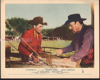 Glenn Ford & Jack Lemmon - Cowboy Rare Western Uk Lobby Card