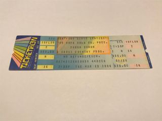Rare Duran Duran Concert Ticket 3/13/84 Hartford Ct