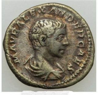 Ic Ar Denarius Of Severus Alexander As Caesar 221 - 222 Ad Near Vf And Rare