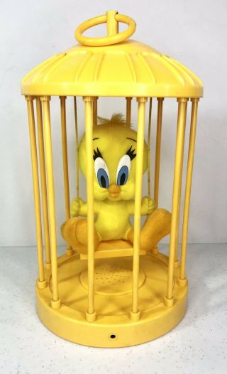 Rare 1998 Tweety Bird Plush In Bird Cage,  Motion Sensor,  Talks,  Play By Play