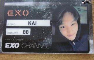 Rare EXO KAI Official ID card charm EXO CHANNEL EXO - L Presents Japan K - POP F/S 2