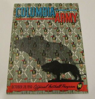 Rare 1950 Columbia Vs Army Official College Football Program -