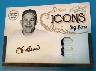 2011 Playoff Prime Cuts Icons Yogi Berra Auto 6/10 Game Hof Yankees Rare