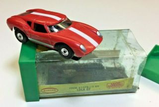 Aurora Model Motoring 1378 Lola Gt Ho Slot Car In Red W.  Box Unsued Rare