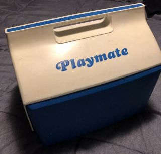 Rare Vintage Blue Igloo Playmate Cooler Push Button Handle