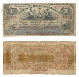 Guatemala Comite Bancario De Guatemala 1 Peso 1899 Ps191 Damage But Very Rare