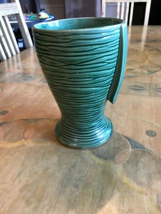 Rare Green McCoy Pottery Vase 8 1/4” USA Collectible Home Decor 3