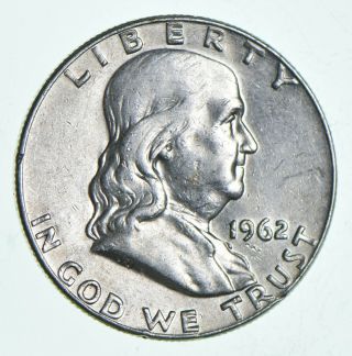 Higher Grade - 1962 - D - Rare Franklin Half Dollar 90 Silver Coin 303