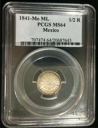 1841 - Mo Ml Mexico 1/2 Real Pcgs Ms64 - Rare Coin,  Exceptional