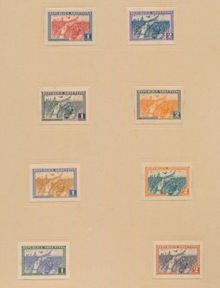 Rare Argentina Stamps 1930 Revolution 1p & 2p Colour Trial Proofs,  387 388,  Vf