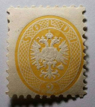 Italian States Lombardy Venetia Rare 1864 2s €1000.  Gum