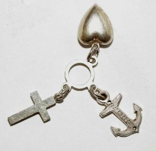 Rare Antique Adie Lovekin Faith Hope Charity Sterling Silver Charm C.  1876
