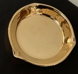 Rare Jaru Pottery Ceramic 18k Gold Bowl Dish Marked Mid Century Modern