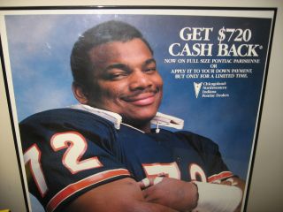 Vintage The Fridge William Perry Large Poster Rare Pontiac Ad Nfl Chicago Bears