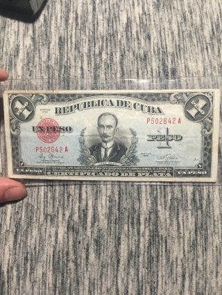 Rare Tough 1948 1 Peso Note Red Seal Vf/xf